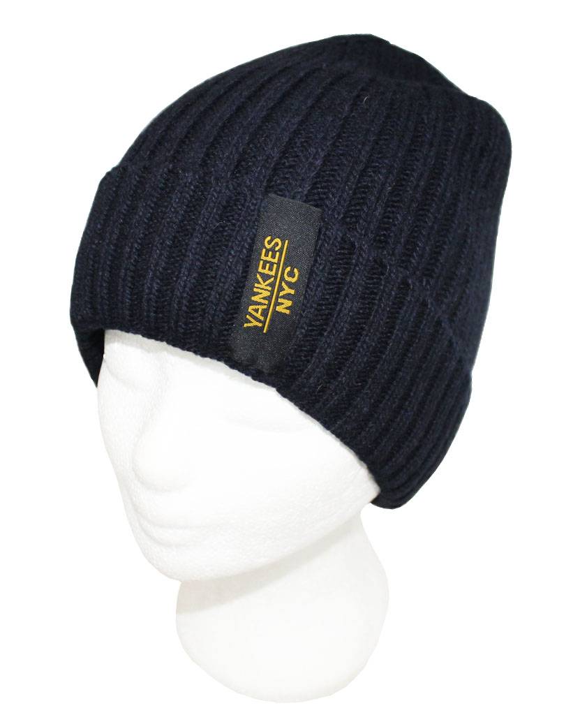 Gebreide Muts met boord NYC Navy Blauw Gebreide Muts met boord NYC Navy Blauw