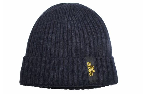 Gebreide Muts met boord NYC Navy Blauw Gebreide Muts met boord NYC Navy Blauw