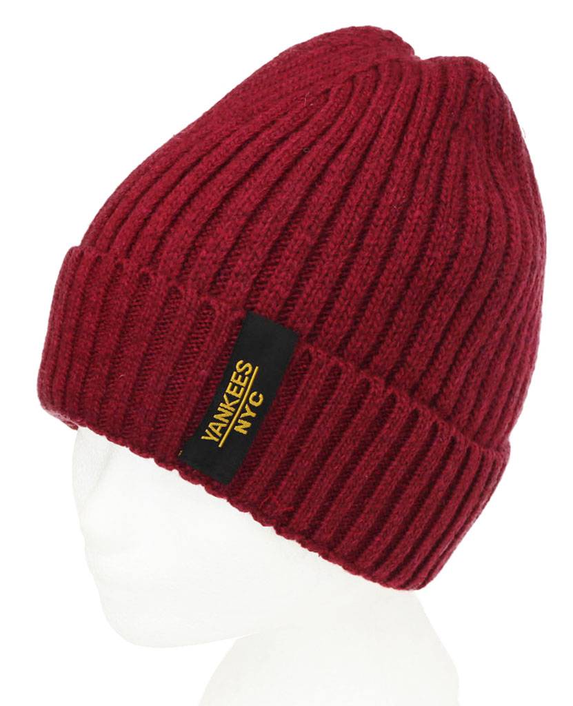 Gebreide Muts met boord NYC Burgundy