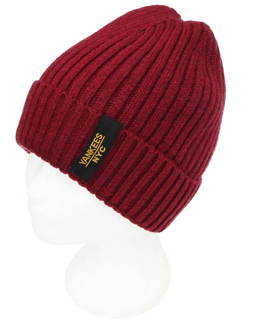 Gebreide Muts met boord NYC Burgundy Gebreide Muts met boord NYC Burgundy