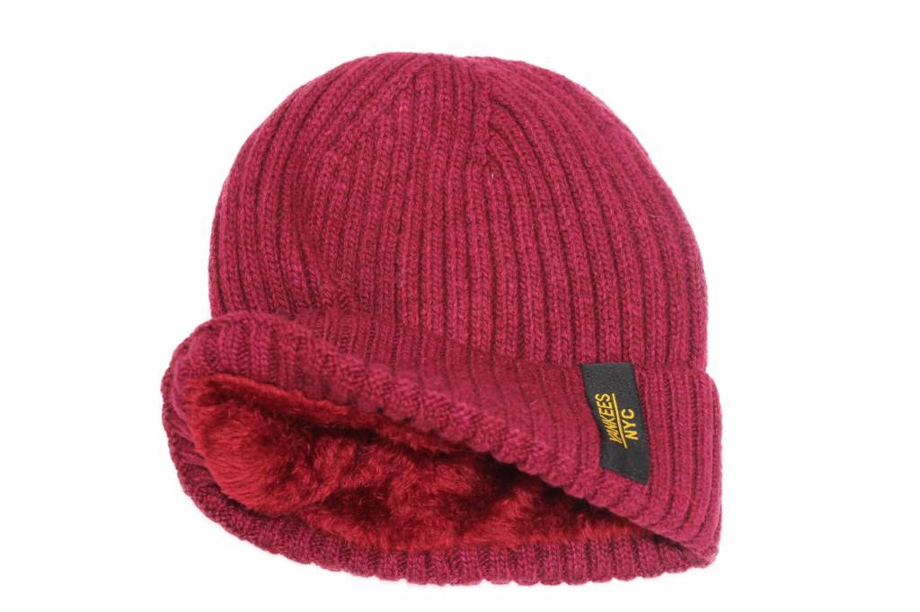 Gebreide Muts met boord NYC Burgundy Gebreide Muts met boord NYC Burgundy