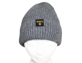 Gebreide Muts met boord "Sport Star" Grijs