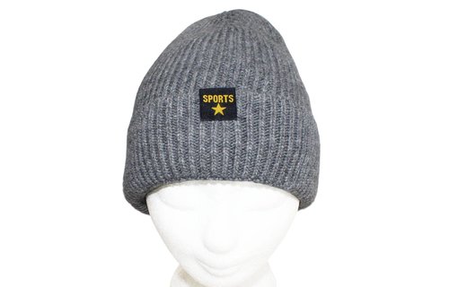 Gebreide Muts met boord "Sport Star" licht Grijs