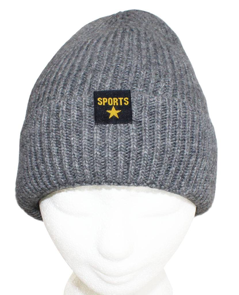 Gebreide Muts met boord "Sport Star" licht Grijs Gebreide Muts met boord "Sport Star" licht Grijs