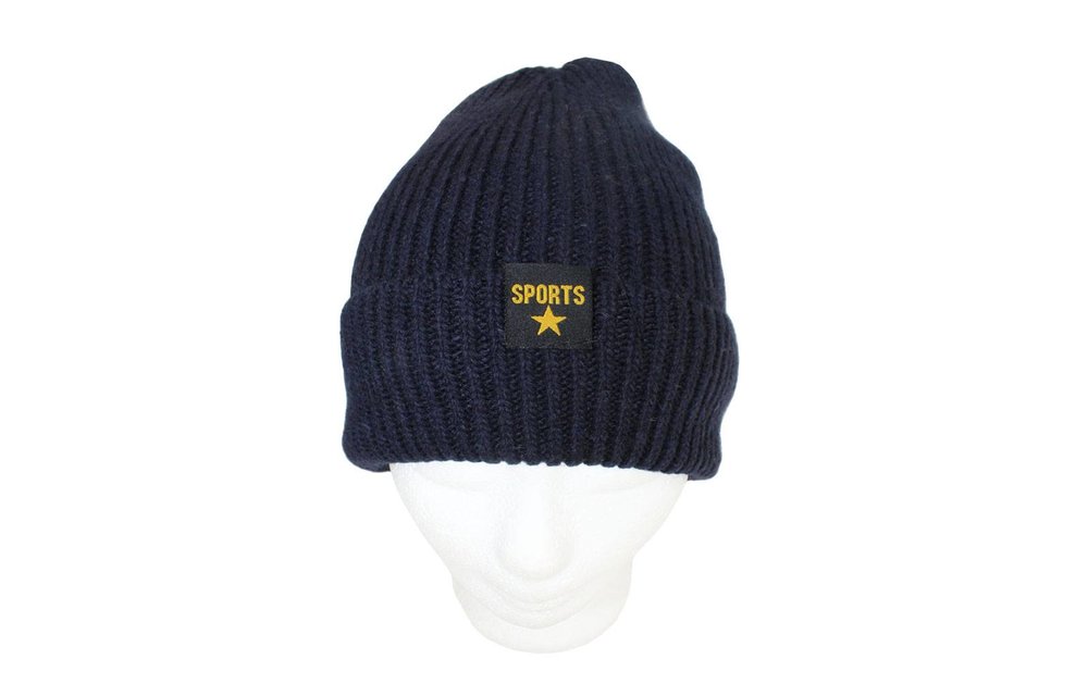Gebreide Muts met boord "Sport Star" Navy Nlauw Gebreide Muts met boord "Sport Star" Navy Nlauw