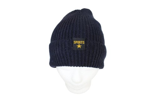 Gebreide Muts met boord "Sport Star" Navy Nlauw