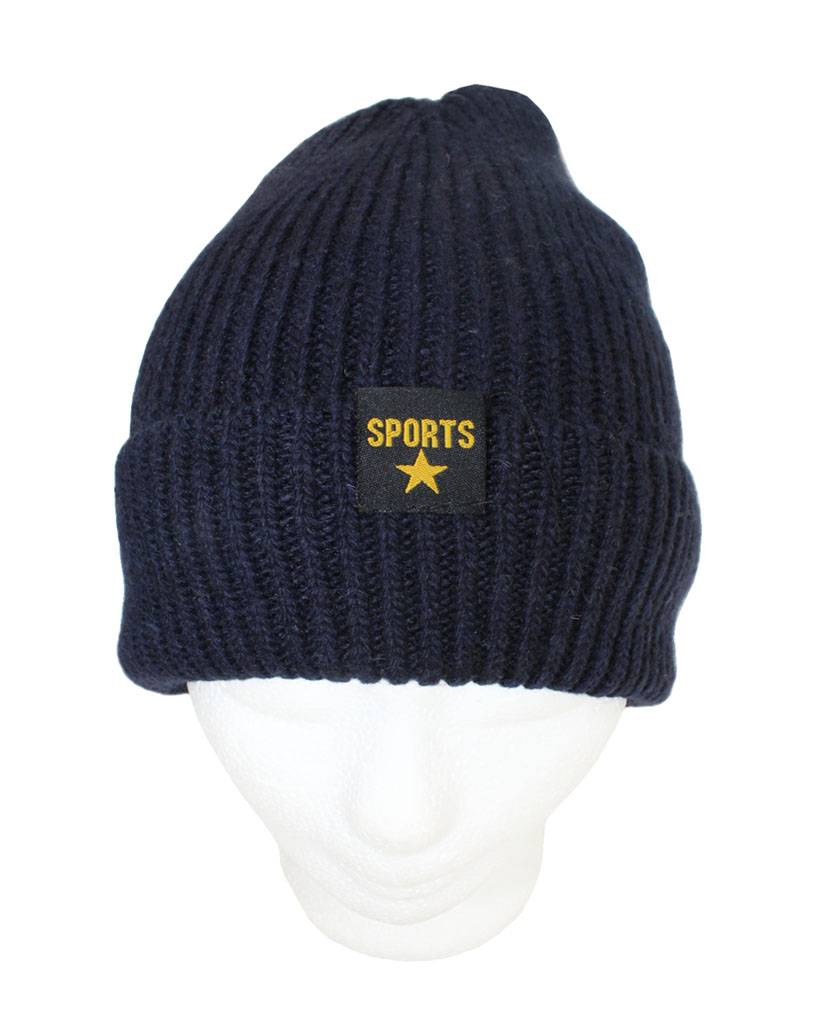Gebreide Muts met boord "Sport Star" Navy Nlauw Gebreide Muts met boord "Sport Star" Navy Nlauw