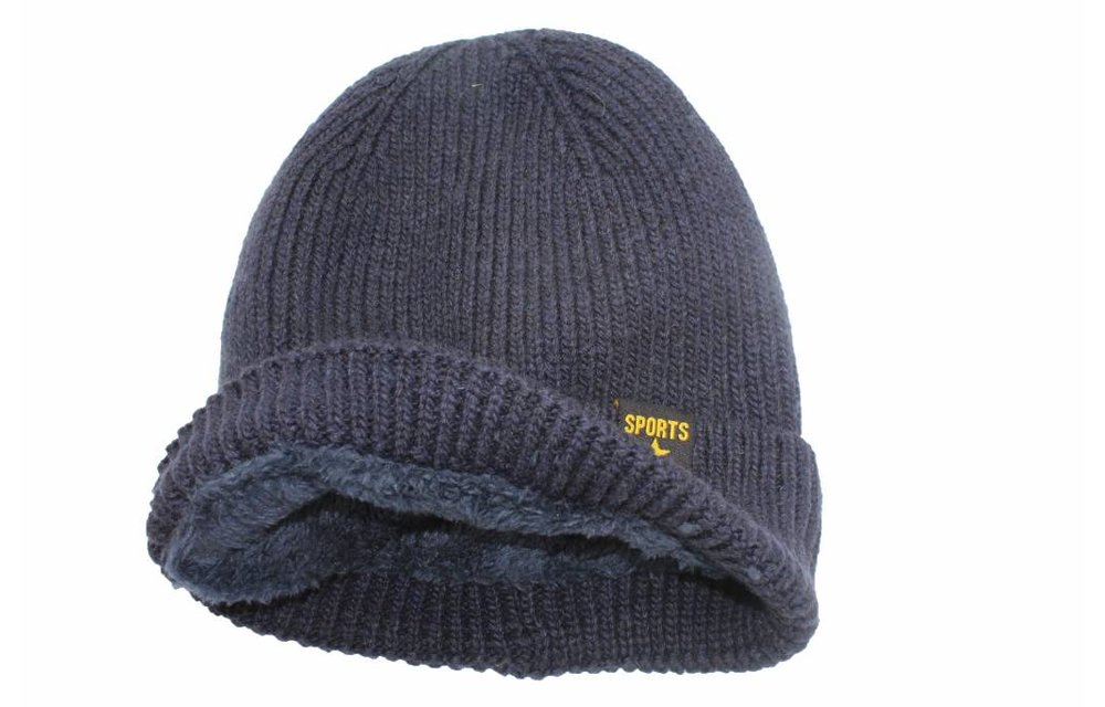 Gebreide Muts met boord "Sport Star" Navy Nlauw Gebreide Muts met boord "Sport Star" Navy Nlauw