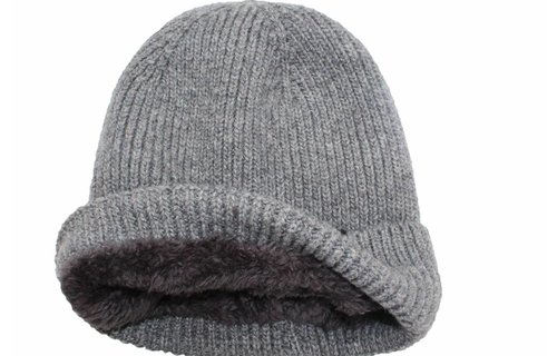 Gebreide Muts met boord "Sport Star" licht Grijs
