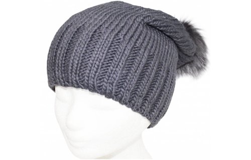 Gebreide Pomponmuts licht Grijs