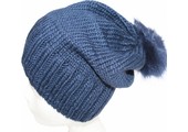 Gebreide Pomponmuts Navy Blauw