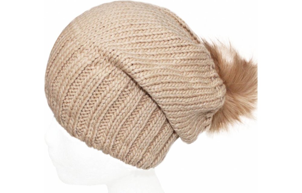 Gebreide Pomponmuts Beige Gebreide Pomponmuts Beige