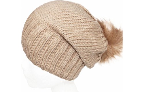 Gebreide Pomponmuts Beige Gebreide Pomponmuts Beige