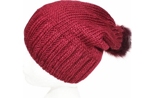 Gebreide Pomponmuts Burgundy