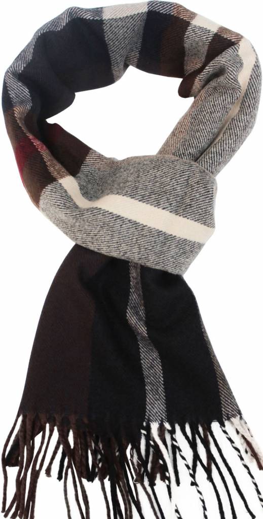 Geruite heren sjaal Brown 30 x 195 cm.