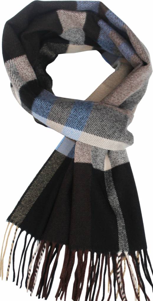 Geruite heren sjaal Blue 30 x 195 cm.