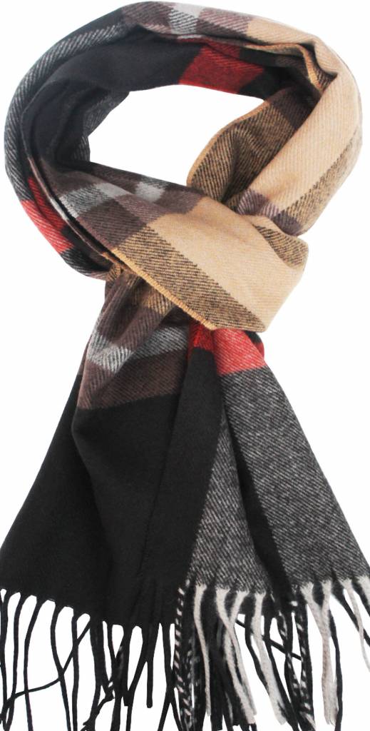 Geruite heren sjaal Black 30 x 195 cm.