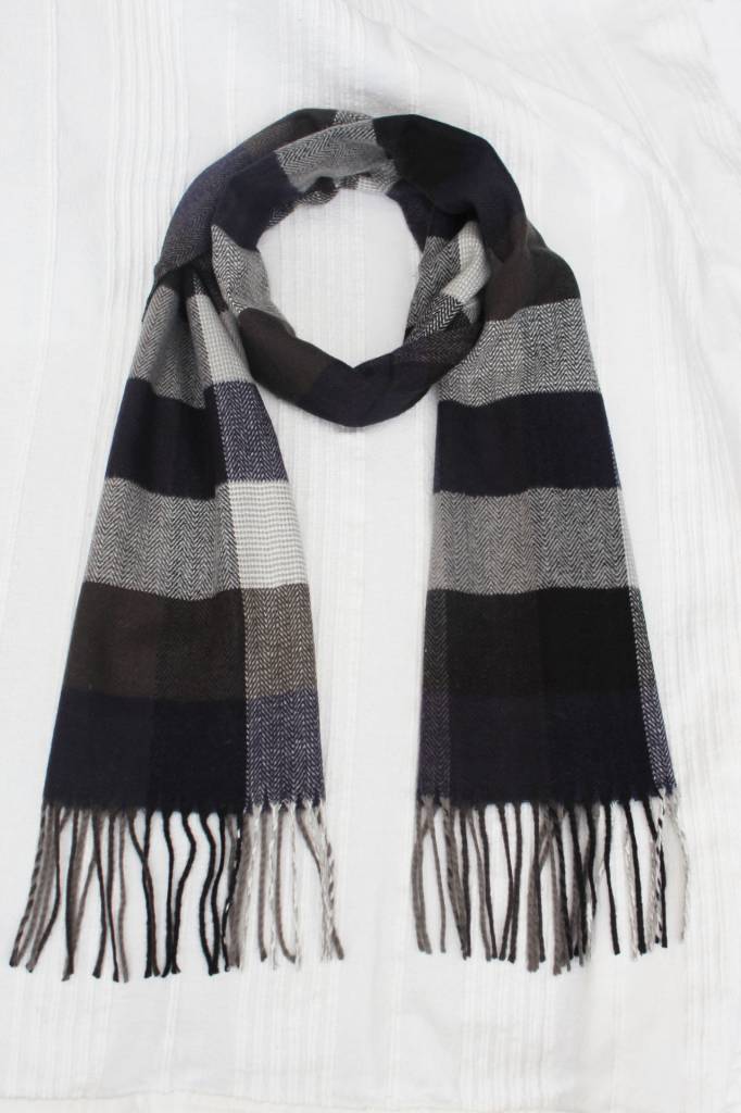 Heren Sjaal geruit Grey 30 x 195 cm.