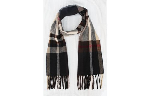 Geruite heren sjaal Brown 30 x 195 cm.