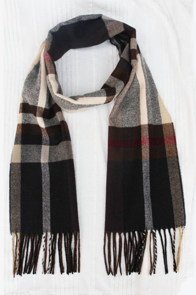 Geruite heren sjaal Brown 30 x 195 cm.