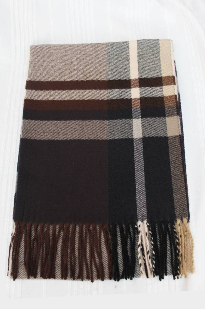 Geruite heren sjaal Brown 30 x 195 cm.