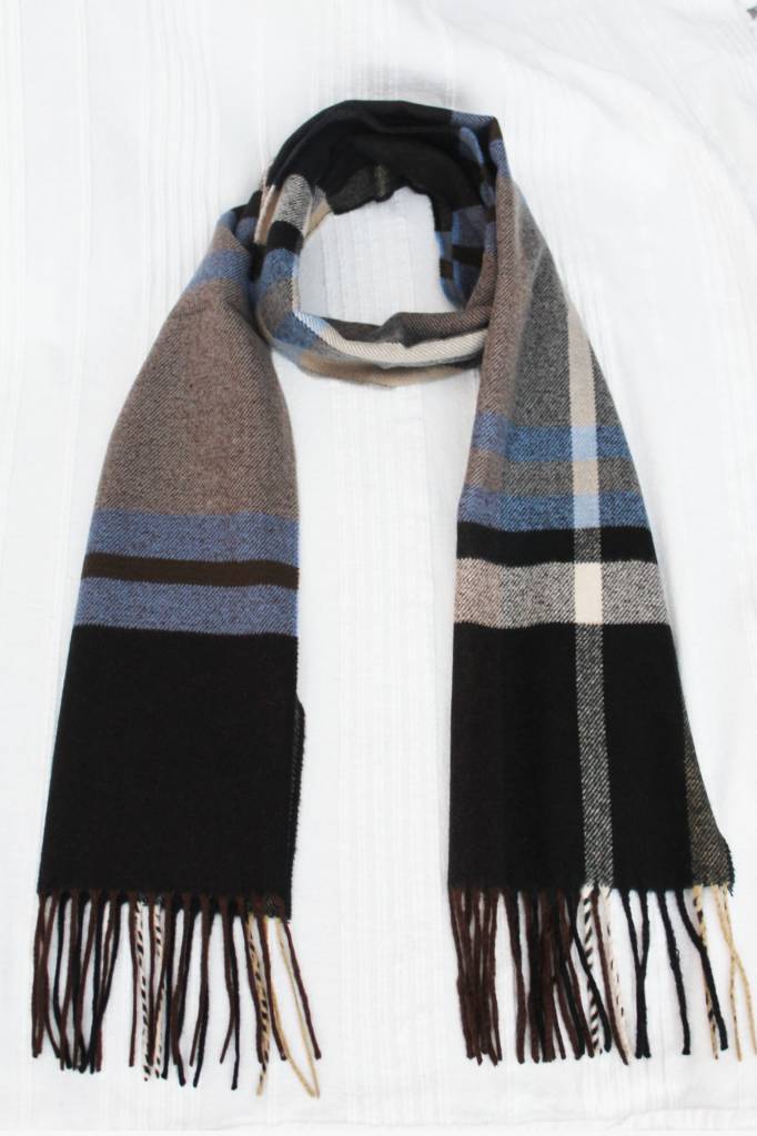 Geruite heren sjaal Blue 30 x 195 cm.