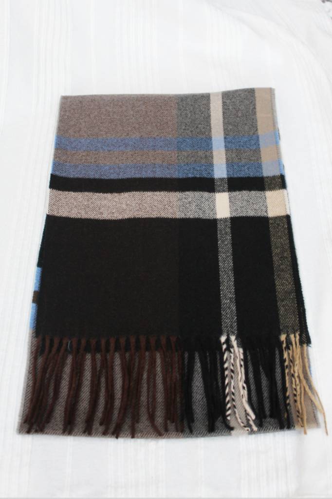 Geruite heren sjaal Blue 30 x 195 cm.