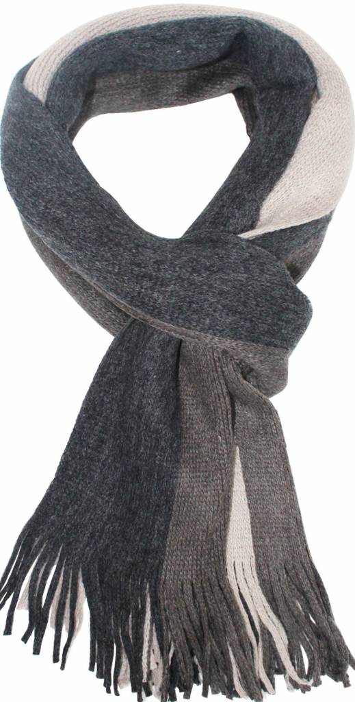 Gestreepte Heren Sjaal Grijs/Beige 25 x 170 cm.