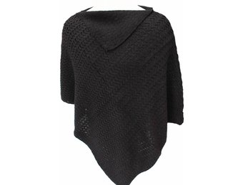 Gebreide Poncho Zwart