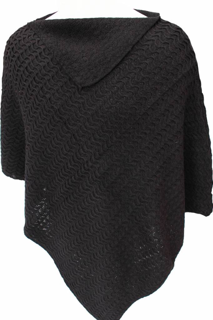 Gebreide Poncho Zwart