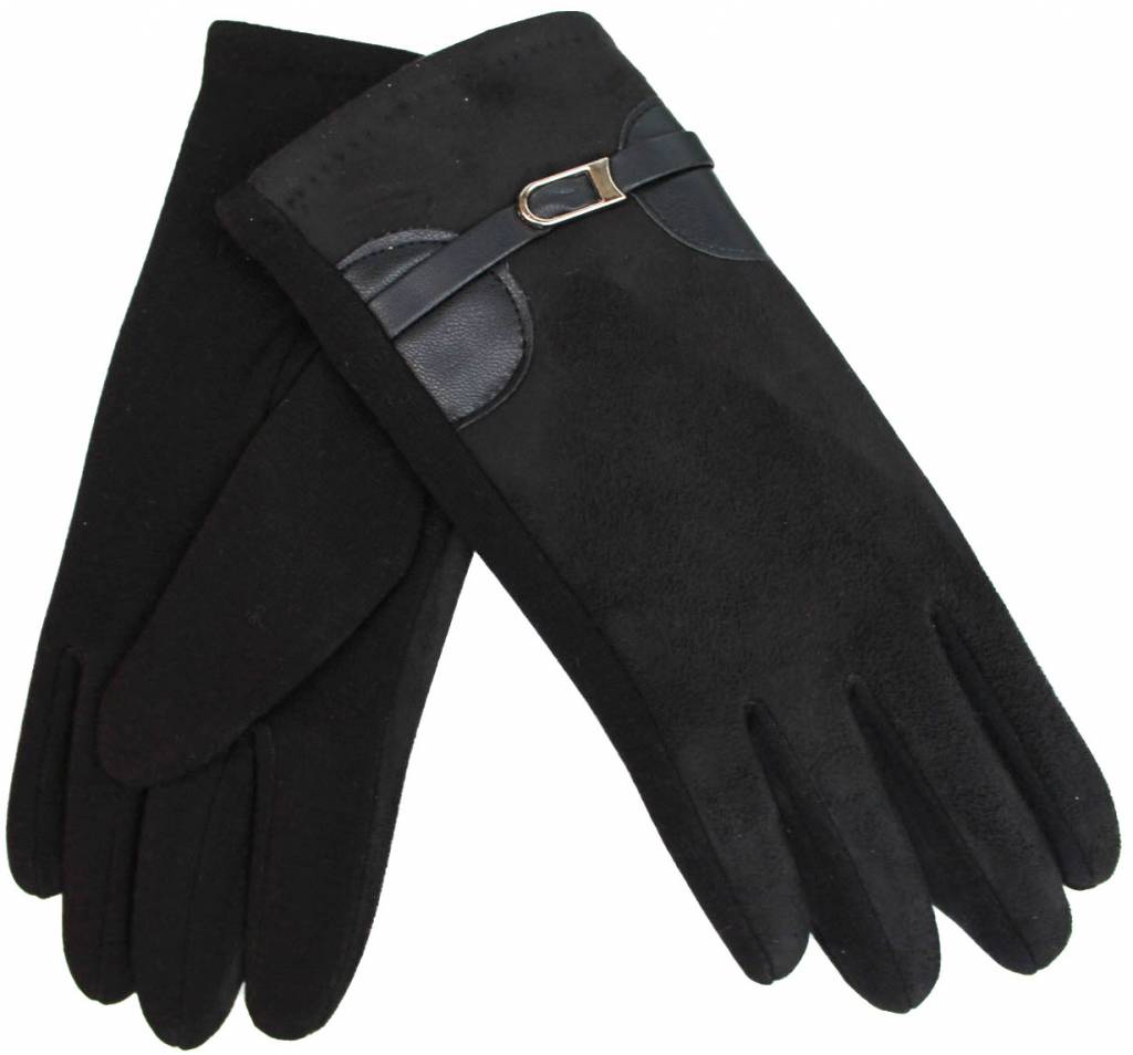 Suede Dames Handschoenen Black