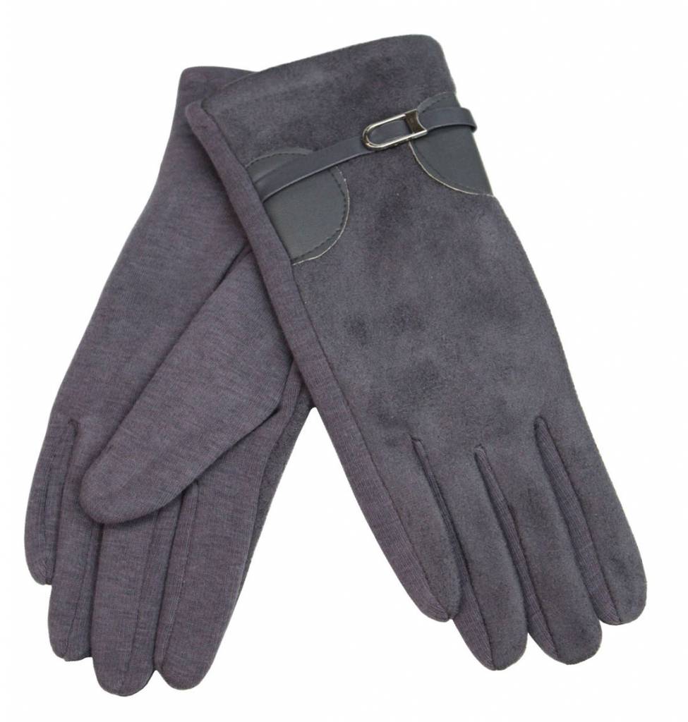 Suede Dames Handschoenen Grey