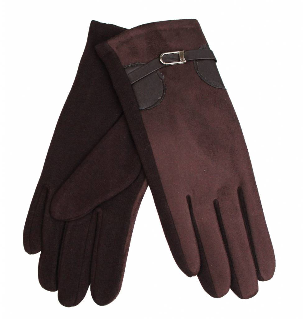 Suede Dames Handschoenen Brown