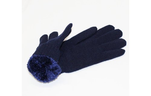 Heren handschoenen met pels navy Blauw