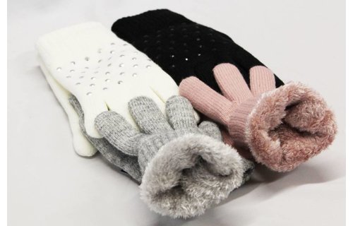 Dames Handschoenen pels with studs Dames Handschoenen pels with studs