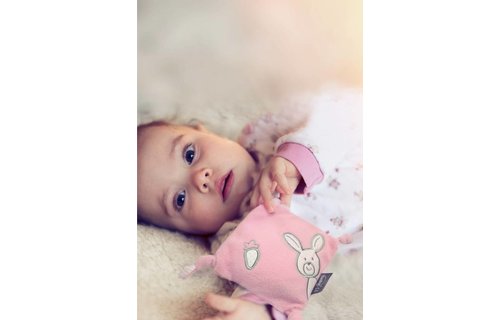 Warmte- knuffelkussen synthetisch en geurloos 15 x 15 cm. roze