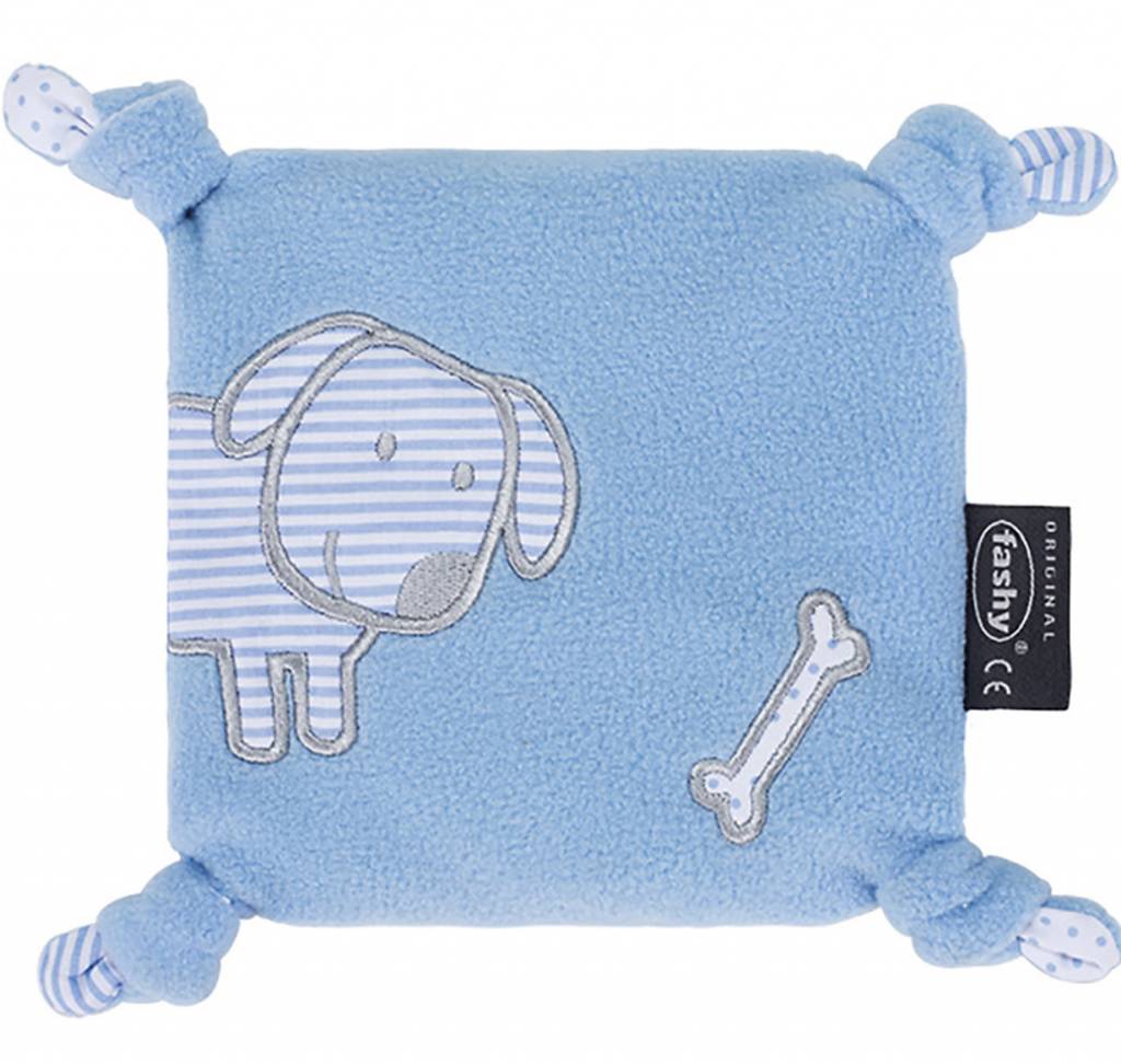 Warmte- knuffelkussen synthetisch en geurloos 15 x 15 cm. licht blauw