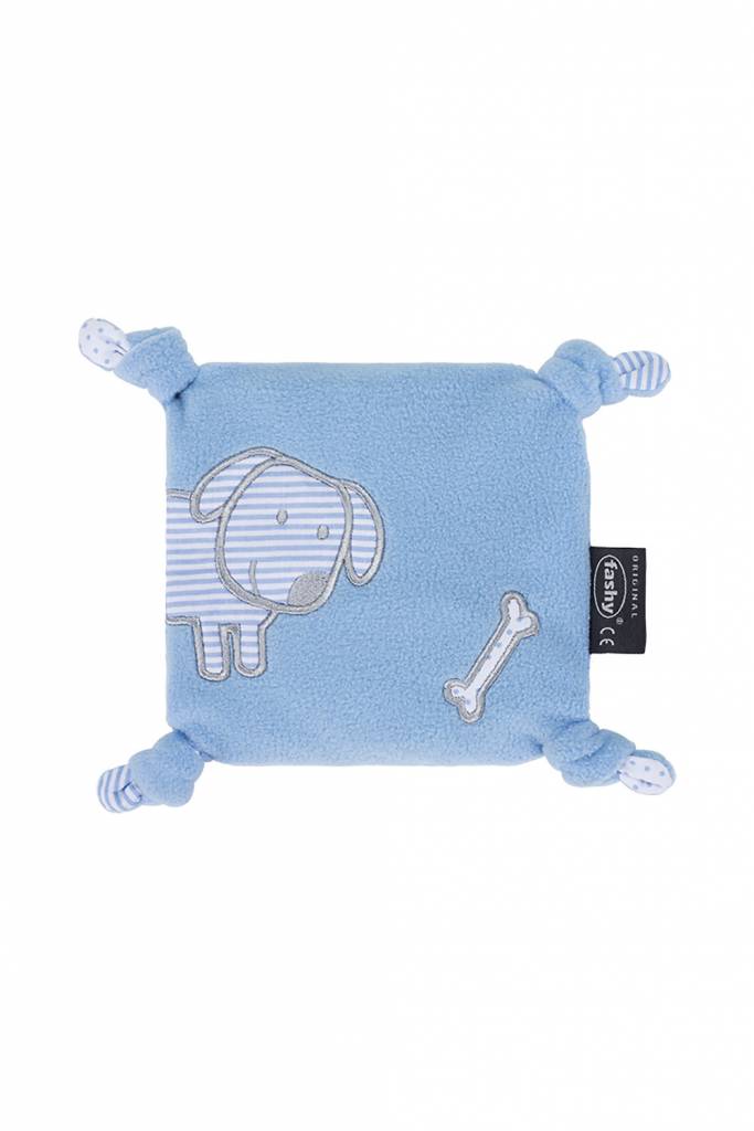 Warmte- knuffelkussen synthetisch en geurloos 15 x 15 cm. licht blauw