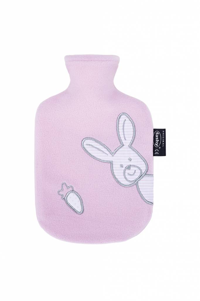 Warmwaterkruik 0,8 L. zachte fleece roze