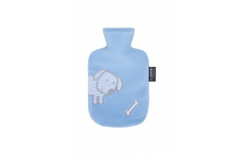 Warmwaterkruik 0,8 L. zachte fleece licht blauw