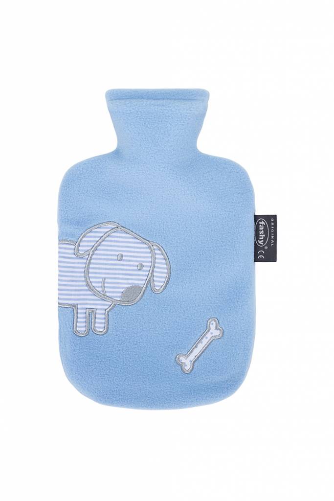 Warmwaterkruik 0,8 L. zachte fleece licht blauw