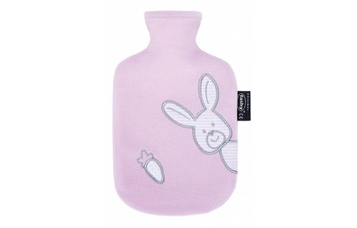 Warmwaterkruik 0,8 L. zachte fleece roze