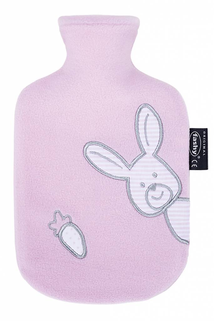 Warmwaterkruik 0,8 L. zachte fleece roze