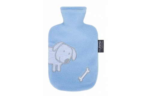 Warmwaterkruik 0,8 L. zachte fleece licht blauw