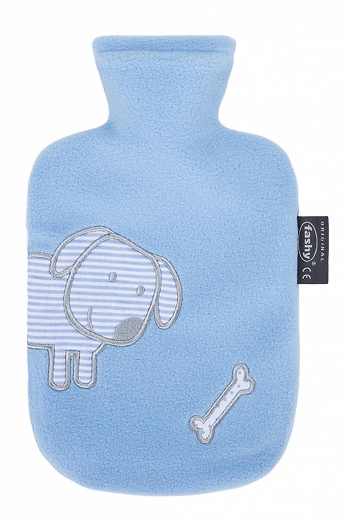Warmwaterkruik 0,8 L. zachte fleece licht blauw