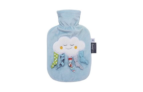 Warmwaterkruik 0,8 L. velours licht blauw