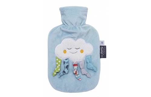 Warmwaterkruik 0,8 L. velours licht blauw