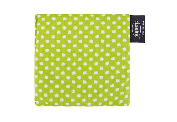 Warmtekussen druivenpitten 12x12 cm. groen/wit