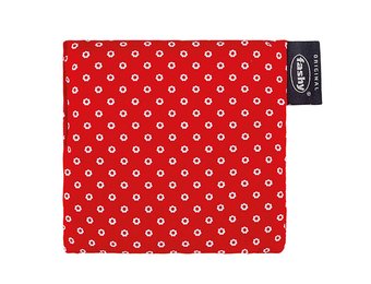 Warmtekussen druivenpitten 12x12 cm. rood/wit