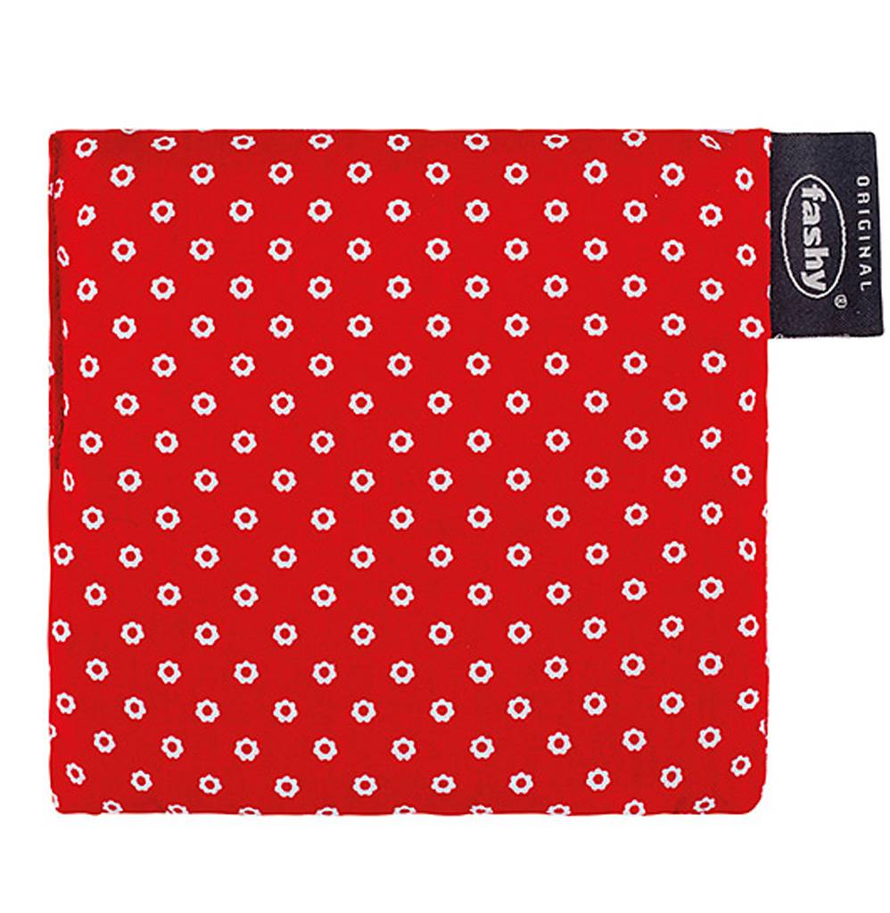 Warmtekussen druivenpitten 12x12 cm. rood/wit